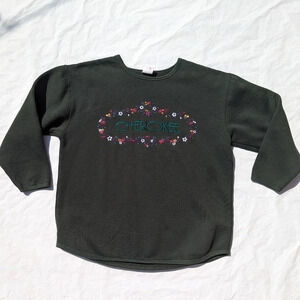 Vintage Cherokee Green Crew Sweatshirt with Logo  & Floral Design- Woman Medium